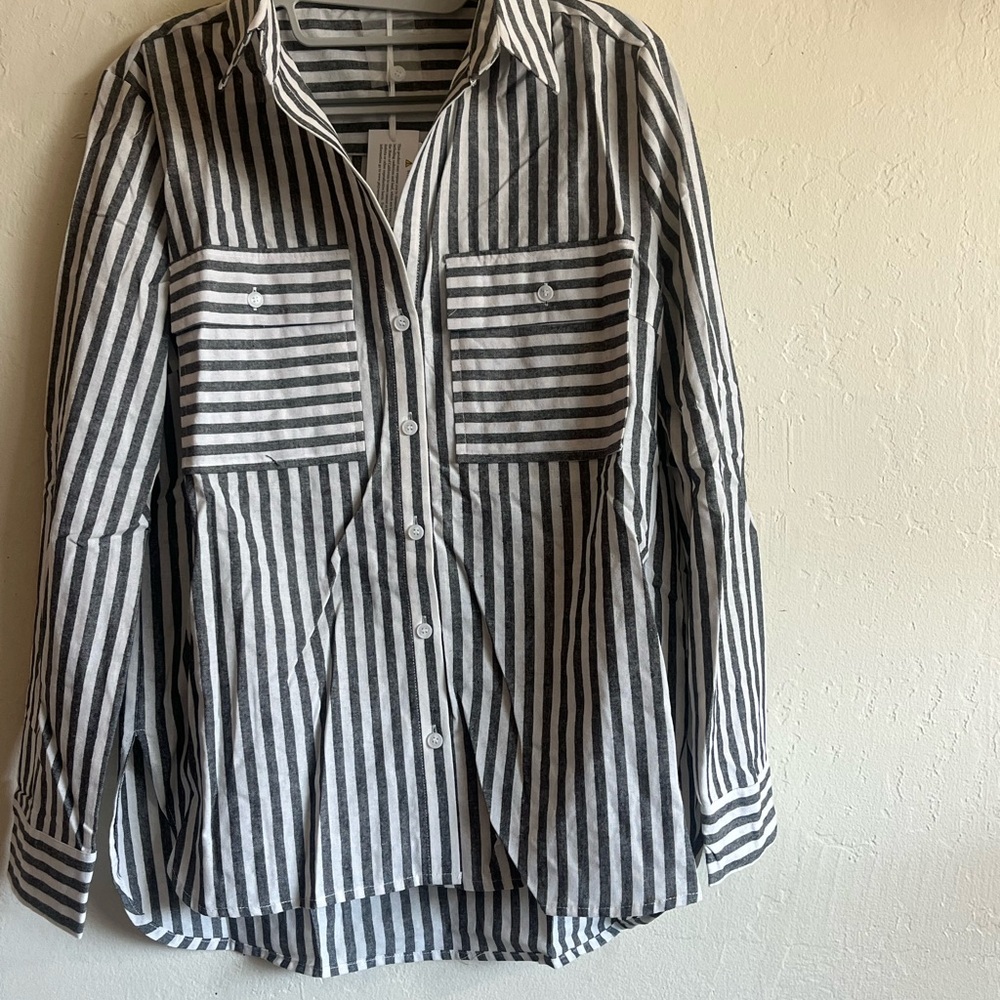 Striped Black and White Women's Blouse